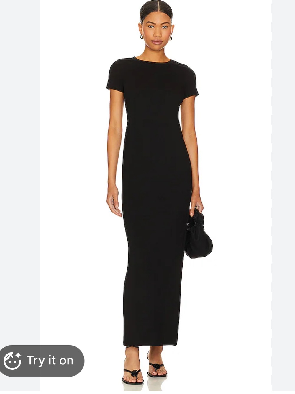 Classic Black Short-Sleeve Maxi Dress